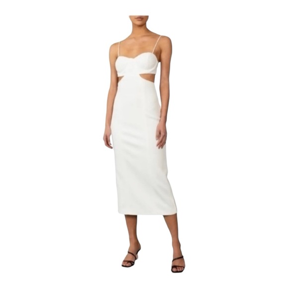 Misha Ivory Daisy Sweetheart Cutout Midi Bodycon Dress - Picture 8 of 8